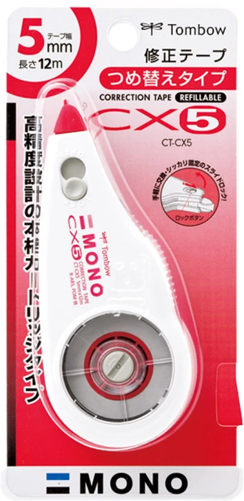 トンボ鉛筆 MONO CX 修正テープ5mm 本体 CT-CX5。トンボ鉛筆の商品画像。