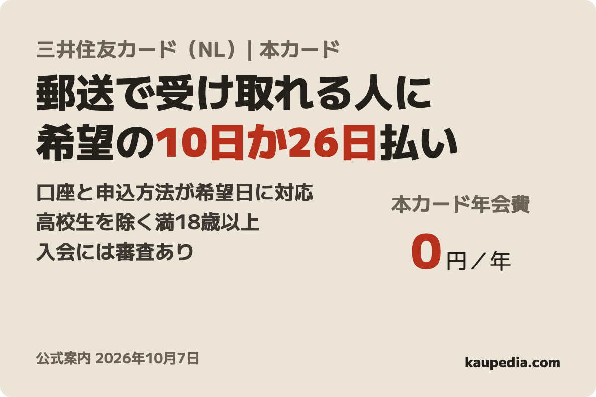 三井住友カード(NL)新規入会(郵送受取)の表紙