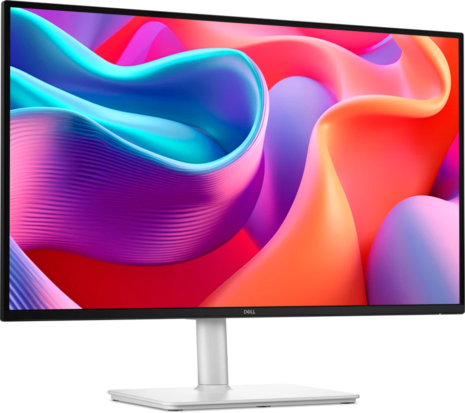 Dell S2725DCのメーカー掲載画像。アッシュホワイトのスタンドと画面の外観。