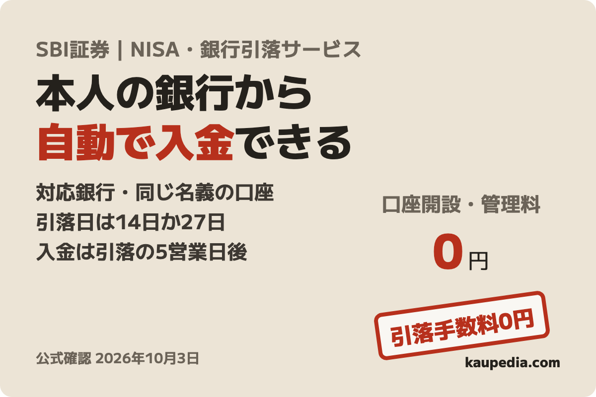 SBI証券 総合口座・NISA口座の商品カード