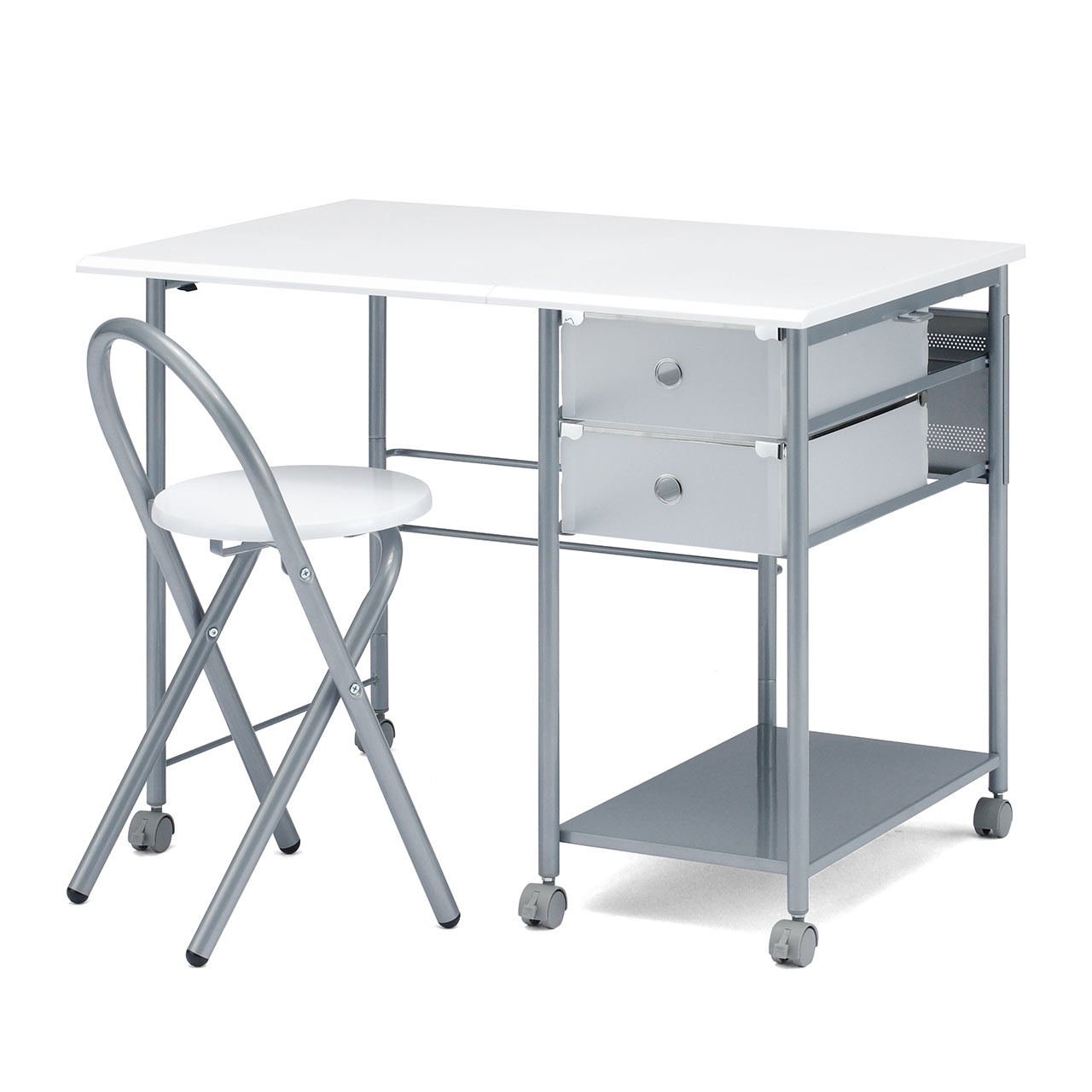サンワダイレクト 折りたたみデスク・チェアセット ホワイト 100-DESK028Wの表紙