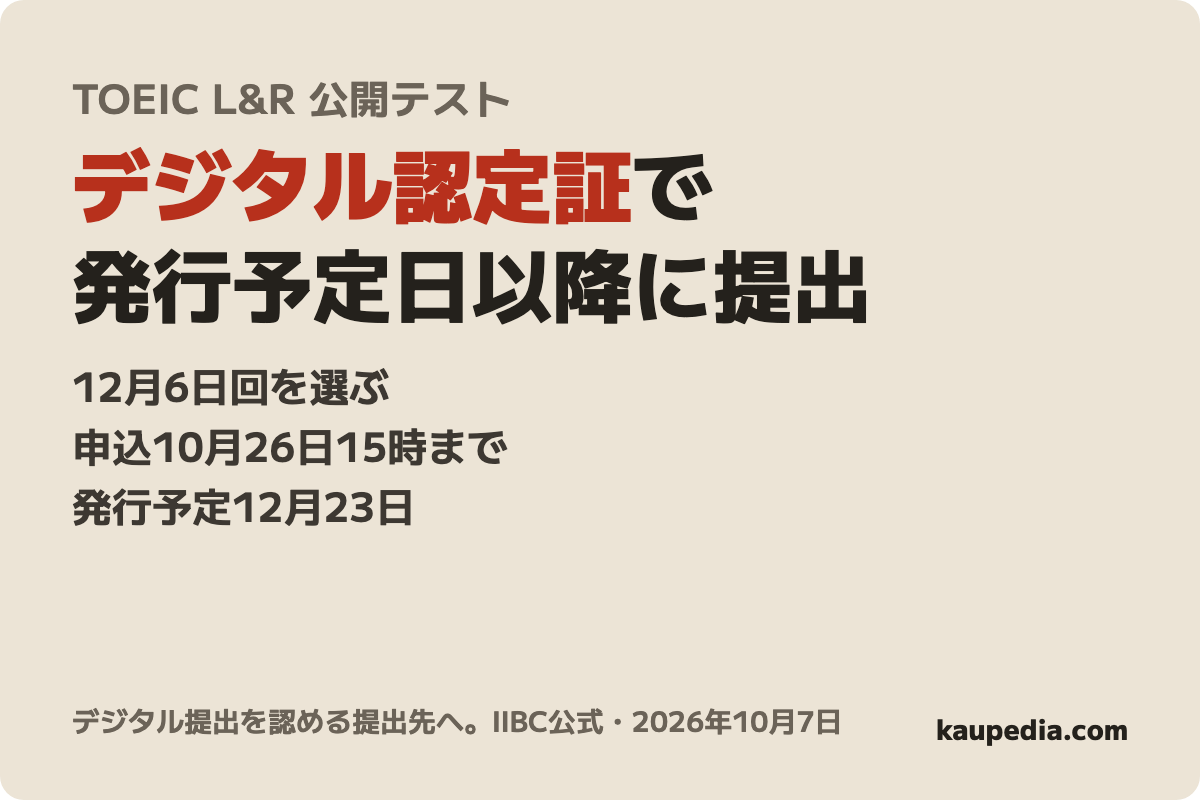 TOEIC Listening & Reading 公開テスト(2026年12月6日回)の表紙